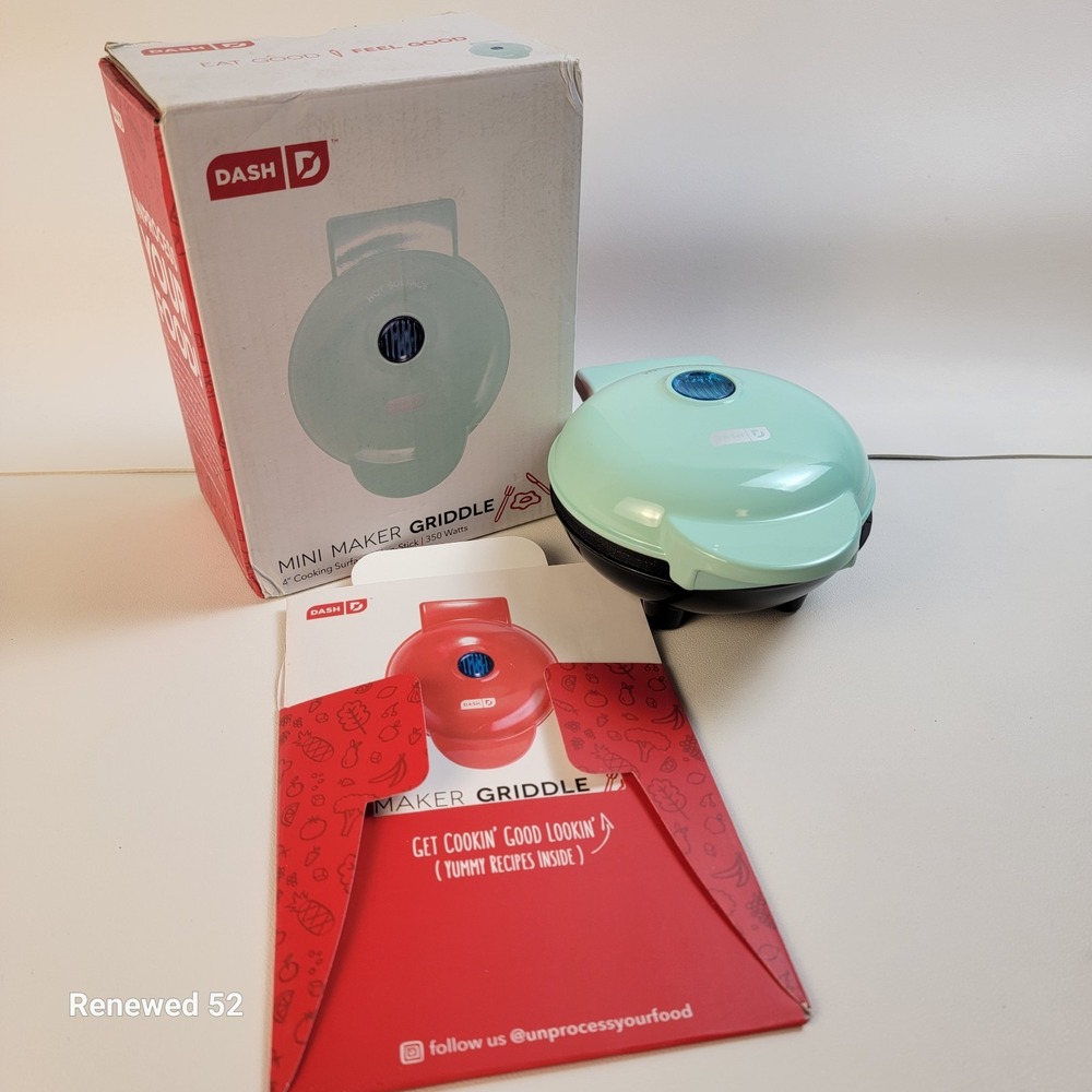 Dash Maker Mini Round Electric Griddle Blue for Individual Pancakes New